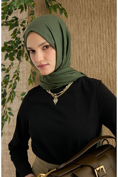 Fatma Atasoy Σάλι Bamboo Khaki Crash