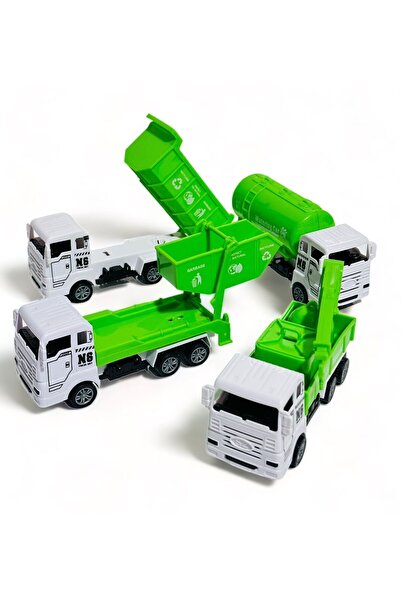 tmtoysandmore Çöp Kamyonu Temizlik Aracı 4 model birlikte çek bırak 13 Cm