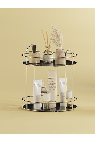 SUNTEL BANYO MUTFAK AKSESUARLARI Organizator de bijuterii cosmetice pentru baie Organizator multifuncțional cu 2 niveluri Tavă de prezentare pentru servire