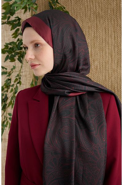 Fatma Atasoy Estelia Red Black Voile Silk Shawl