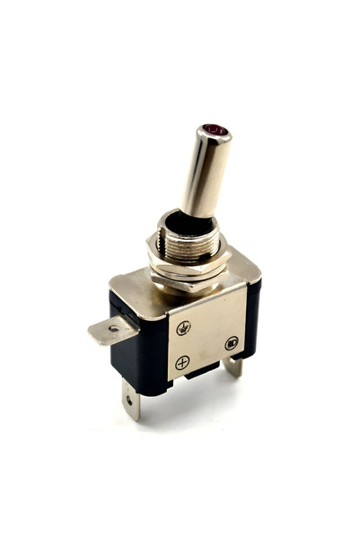 Aksa Toggle Switch 1-0 Kırmızı Ledli Metal Anahtar 3 Pin 12V Toggle Switch