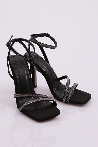 DGN 2026 Women's Silver Stone Ankle Belt Fastening Heeled Sandals