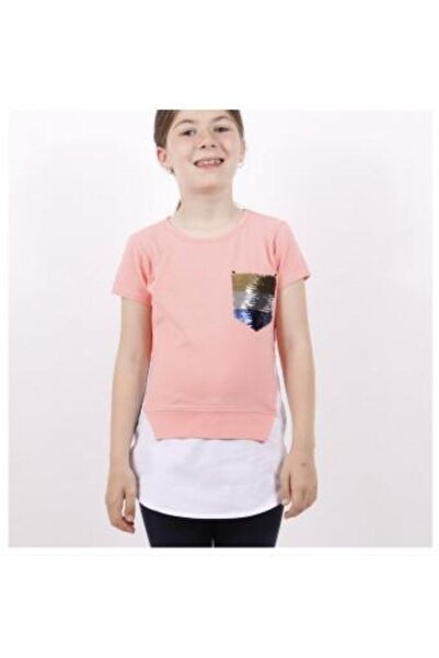 Toontoy Girl's Sequin Embroidered T-Shirt with Chest Pockets