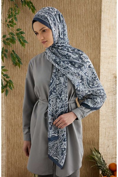 Fatma Atasoy Σάλι με έθνικ σχέδιο Hera Indigo