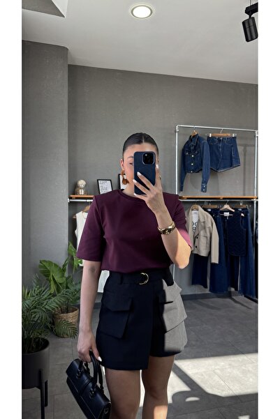 YOUR NAME Бургундска тениска без яка