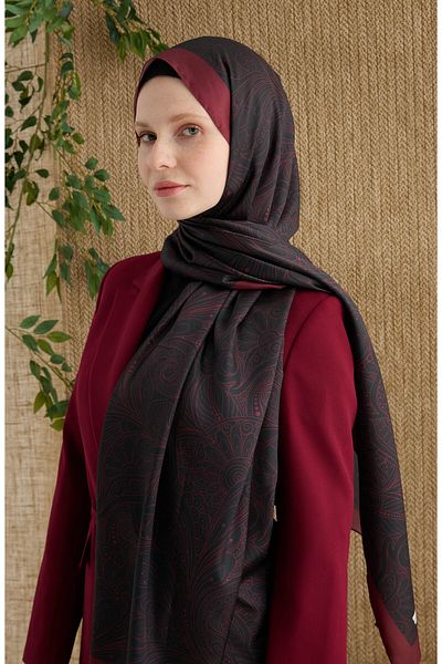 Fatma Atasoy Estelia Red Black Voile Silk Shawl