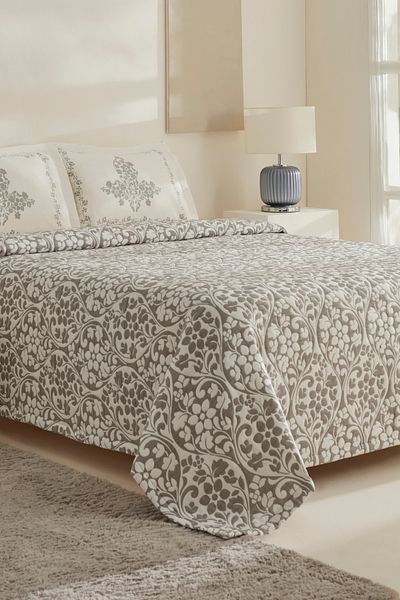 Karaca Home Gray Tiara Bed Compendium Set (Two Person)