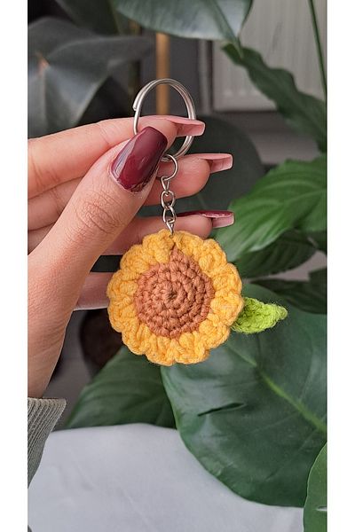 Gonulella Amigurumi Sunflower Knitted Keychain