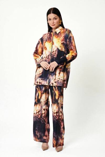 Jupe Kadın Saten Baskılı Takım 8522