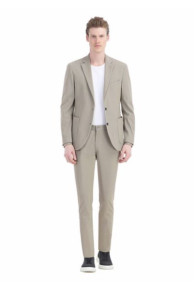 Ramsey Πλεκτό κοστούμι Comfort Fit με μπεζ σχέδιο