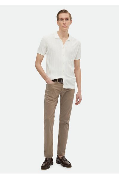 Ramsey Jacquard Ecru Polo Collar Knitwear