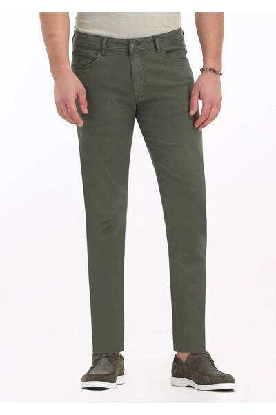 Ramsey Χακί Slim Fit Casual Βαμβακερό παντελόνι