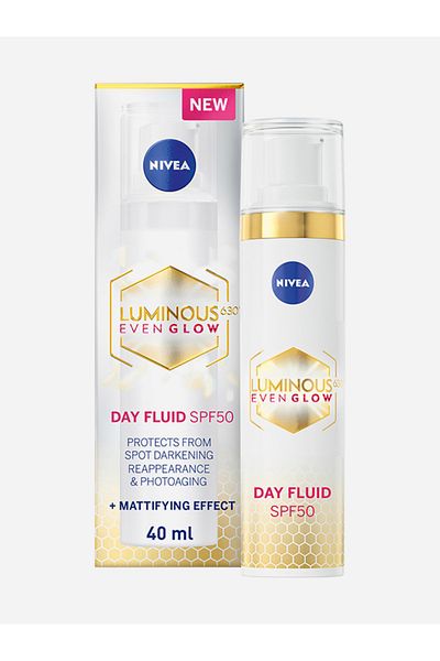NIVEA LUMINOUS 630 EVEN GLOW Face Day Fluid SPF 50, Spot Darkening Protection, 40ml