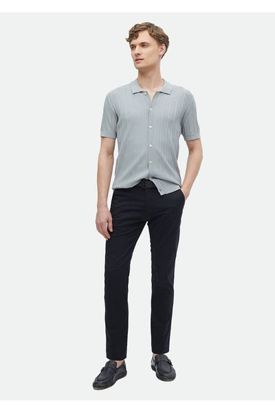 Ramsey Light Gray Polo Collar Jacquard Knitwear