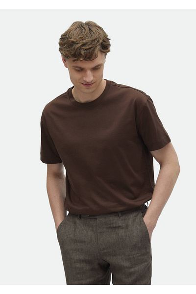 Ramsey Μπλουζάκι Crew Neck Καφέ 100% βαμβάκι