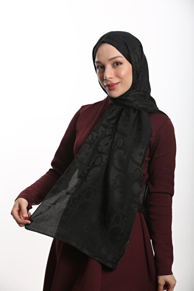 MİS İPEK Houndstooth Pattern Silky Jacquard Shawl