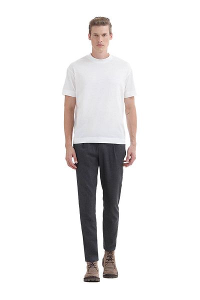 Ramsey Μπλουζάκι Ecru Plain Crew Neck 100% βαμβάκι
