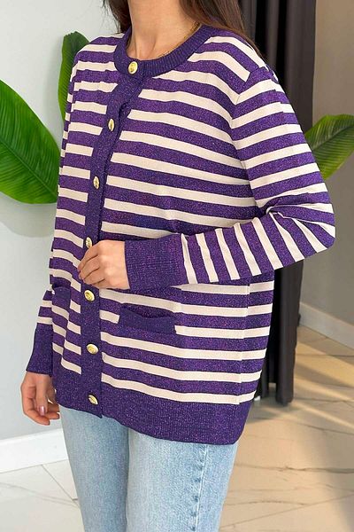 Nuss Purple Glitter Detail Cardigan 306