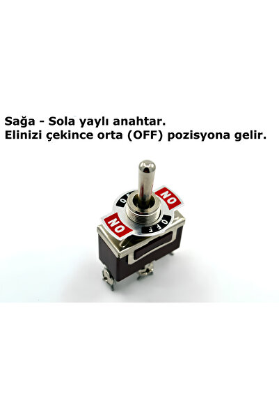 Aksa Toggle Switch 1-0-2 Yaylı Metal Anahtar 3 Pin 12V-220V 15A Yaylı