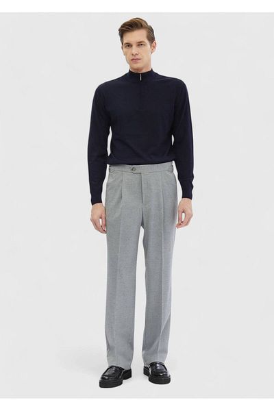 Ramsey Gray Straight Woven Casual Trousers