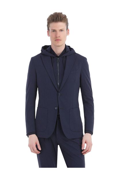 Ramsey Navy Blue Comfort Fit Knitted Suit