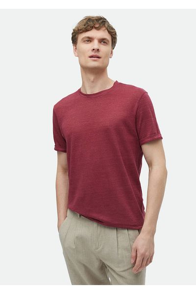 Ramsey Μπλουζάκι Red Crew Neck 100% Λινό