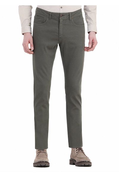 Ramsey Χακί μοτίβο Slim Fit Cotton Blend - Casual Παντελόνι