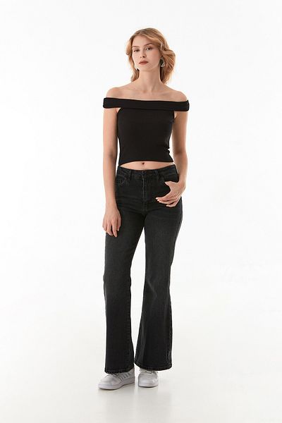 Fulla Moda Basic Madonna Collar Modal Μπλούζα