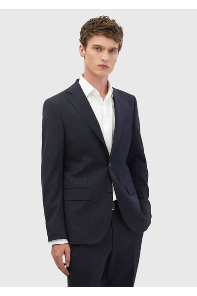 Ramsey Navy Blue Plain Modern Fit 100% Wool Suit