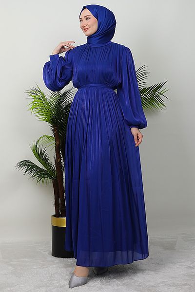 GİZ AGİYİM Φόρεμα Saks Color Zerin Silk Hijab