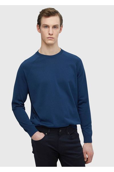 Ramsey Μονόχρωμο φούτερ Indigo Crew Neck