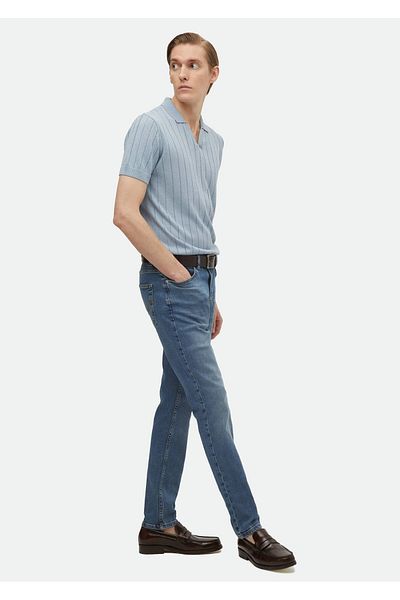 Ramsey Indigofarbene Slim-Fit-Jeans-Baumwollhose