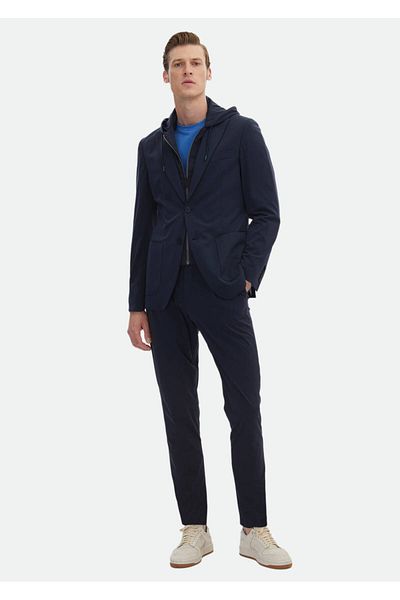 Ramsey Navy Blue Comfort Fit Knitted Suit