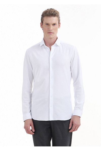 Ramsey Casual White Slim Fit 100% βαμβακερό πουκάμισο
