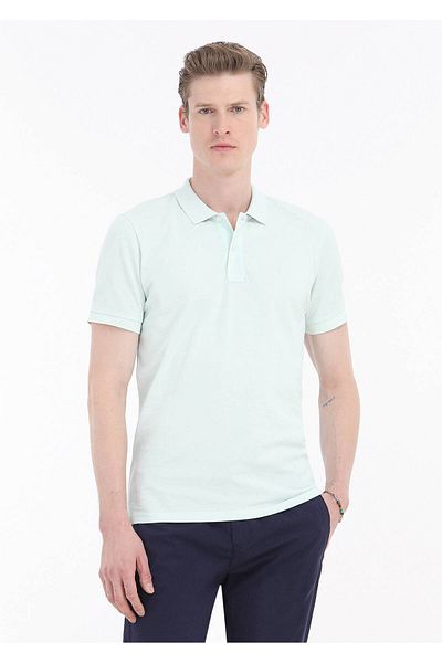 Ramsey Μπλουζάκι Polo Neck Mint Printed 100% βαμβάκι