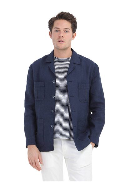 Ramsey Μπουφάν με ίσιο βαμβακερό μείγμα Navy Blue Slim Fit