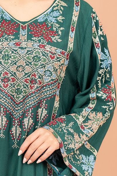 IKKXA Exquisite Embroidered Jalabiya with Delicate Details