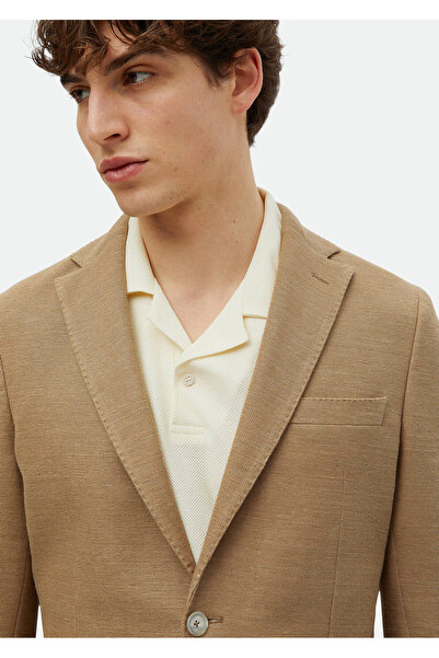 Ramsey Πλεκτό μπουφάν Mink Color Slim Fit Cotton Blend