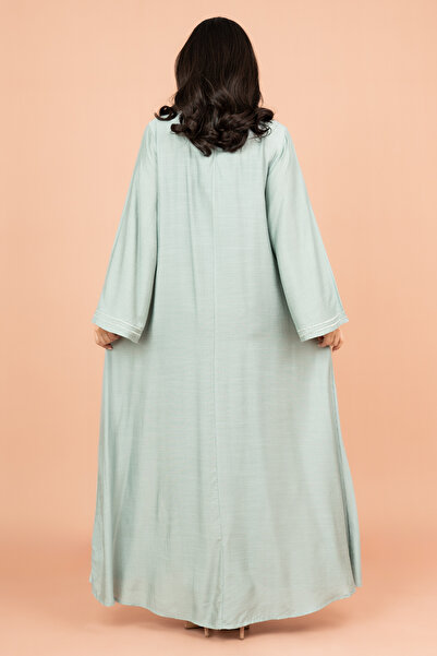 IKKXA Embroidered Solid Jalabiya with Stylish Mandarin Collar