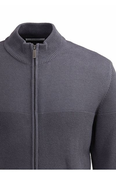 Ramsey Ζακέτα με λαιμόκοψη Anthracite Thessaloniki Cotton Blended Cardigan
