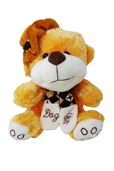 Salamandra Plush Puppy with Hat, Brown