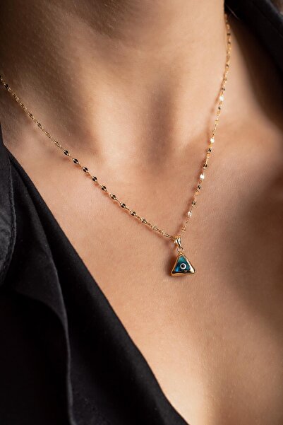 SEMİZ KUYUMCULUK Ezme Zincirli Üçgen Nazar Altın Kolye