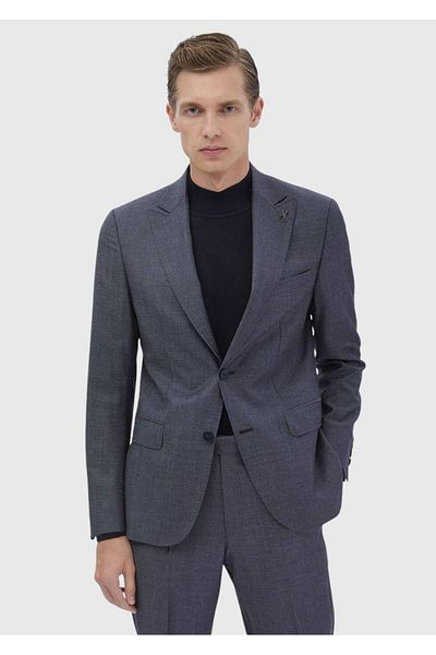 Ramsey Navy Blue Striped Zeroweight Slim Fit Wool Blended Suit