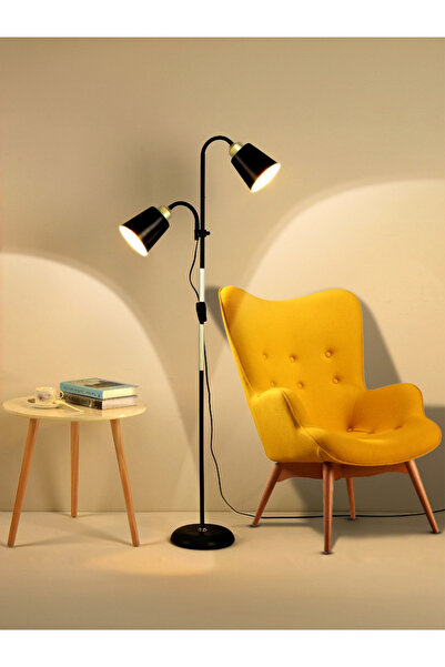 COOYA مصباح أرضي فاخر حديث على الطراز النوردي، 14 واط، 3 أوضاع إضاءة، تصميم برأسين، زوايا قابلة للتعديل، مريح للعين