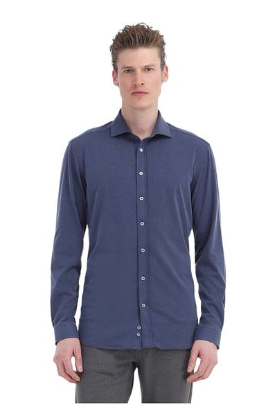 Ramsey Indigo Casual υφαντό πουκάμισο - Απλό κανονική εφαρμογή