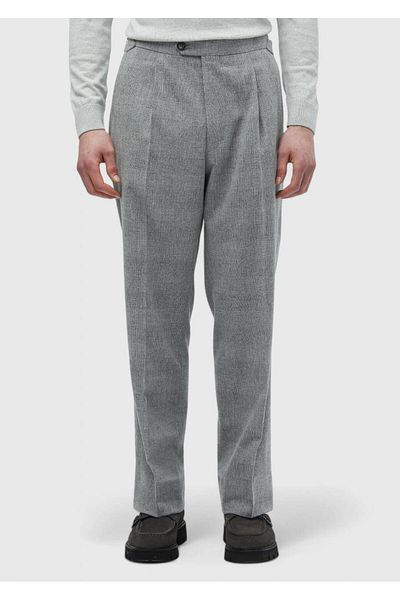 Ramsey Light Gray Patterned Woven Casual Wool Blended Pants