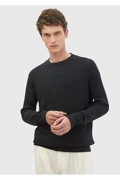 Ramsey Πλεκτό με ανθρακί λαιμόκοψη Jacquard Wool Blended