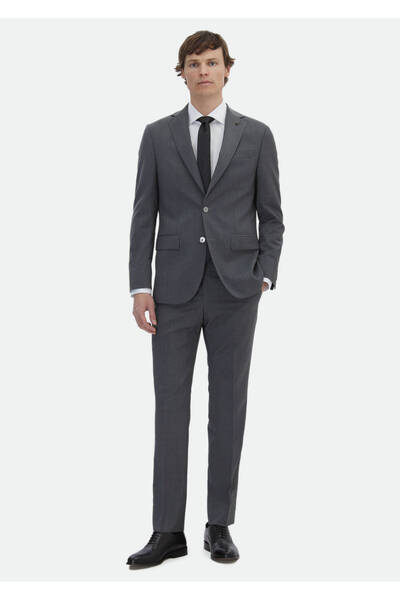 Ramsey Gray Plain Modern Fit 100% Wool Suit