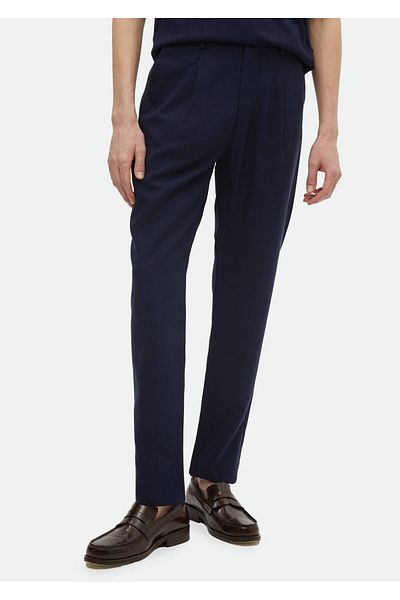 Ramsey Μπλε Navy κανονική εφαρμογή ίσιο υφαντό casual παντελόνι