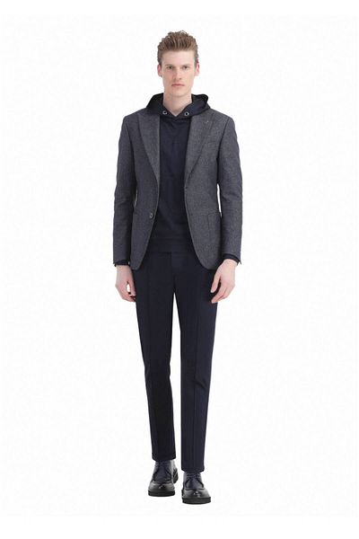 Ramsey Σακάκι Indigo Düz Zeroweight Slim Fit Μάλλινο μείγμα